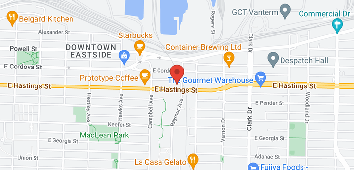 map of 802 983 E HASTINGS STREET